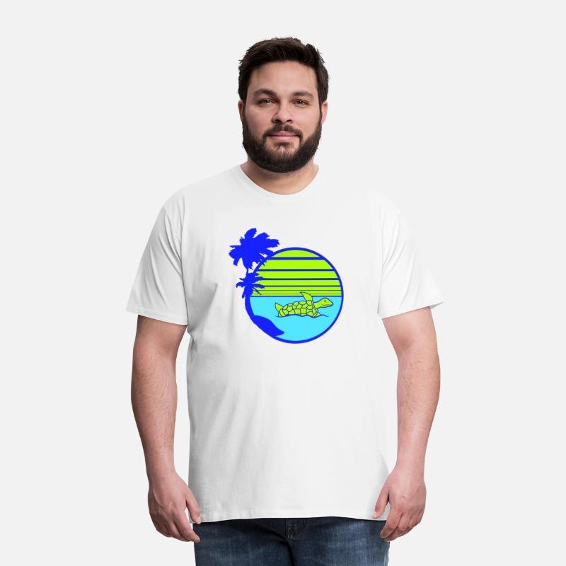 Palm Cute Turtle Swims Stripes Lines Sun Round Fun