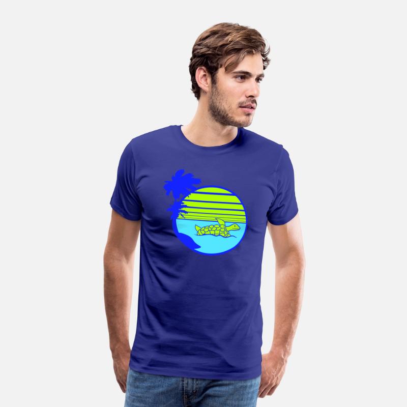 Palm Cute Turtle Swims Stripes Lines Sun Round Fun