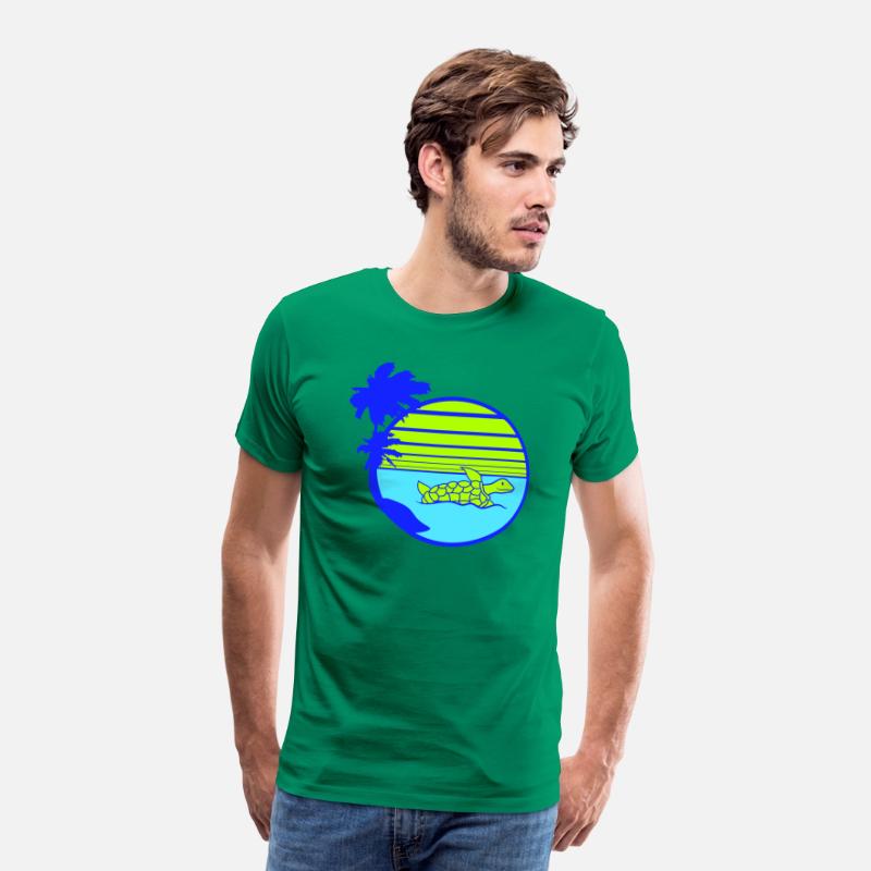 Palm Cute Turtle Swims Stripes Lines Sun Round Fun