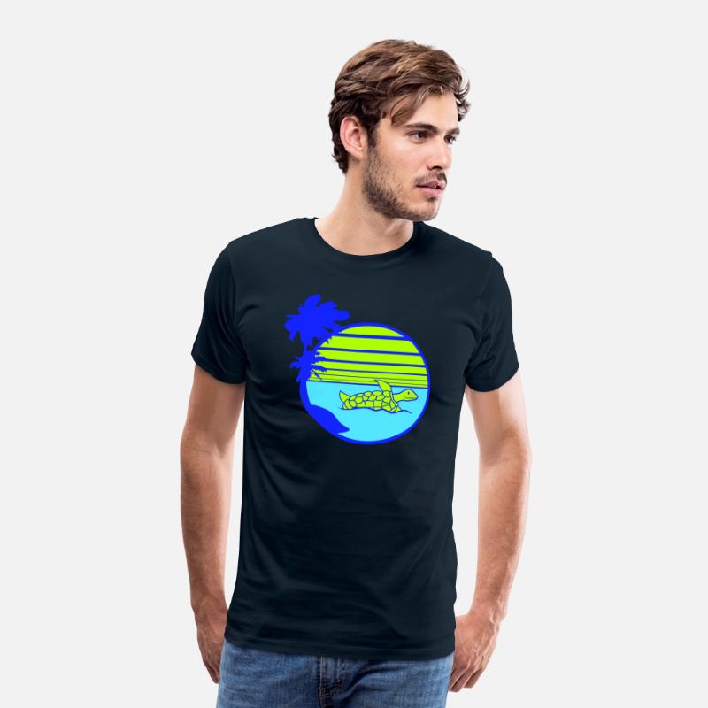 Palm Cute Turtle Swims Stripes Lines Sun Round Fun