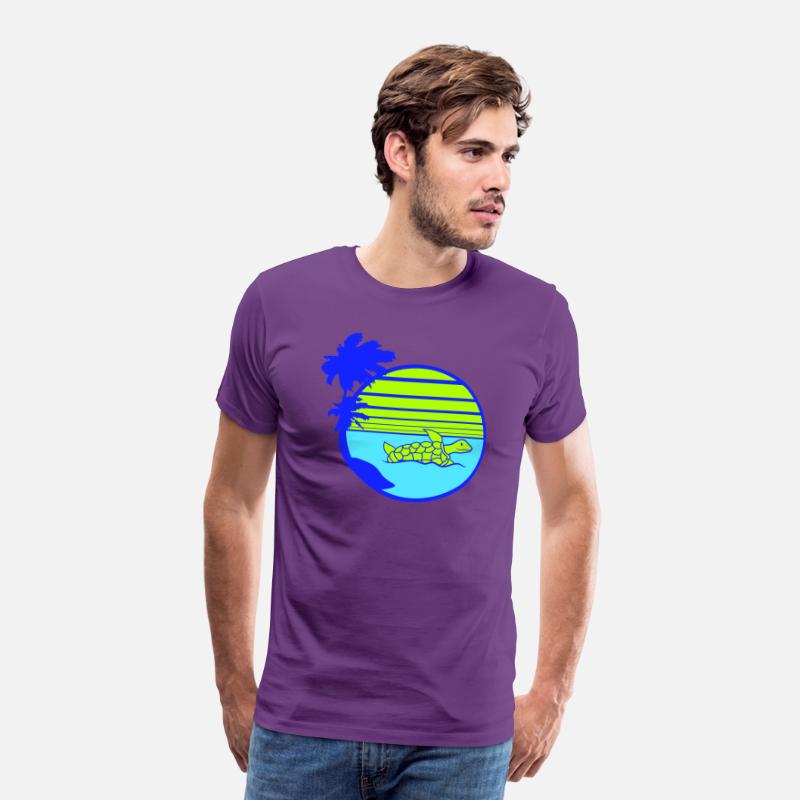 Palm Cute Turtle Swims Stripes Lines Sun Round Fun