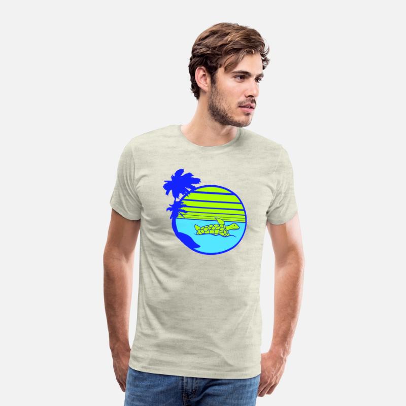 Palm Cute Turtle Swims Stripes Lines Sun Round Fun