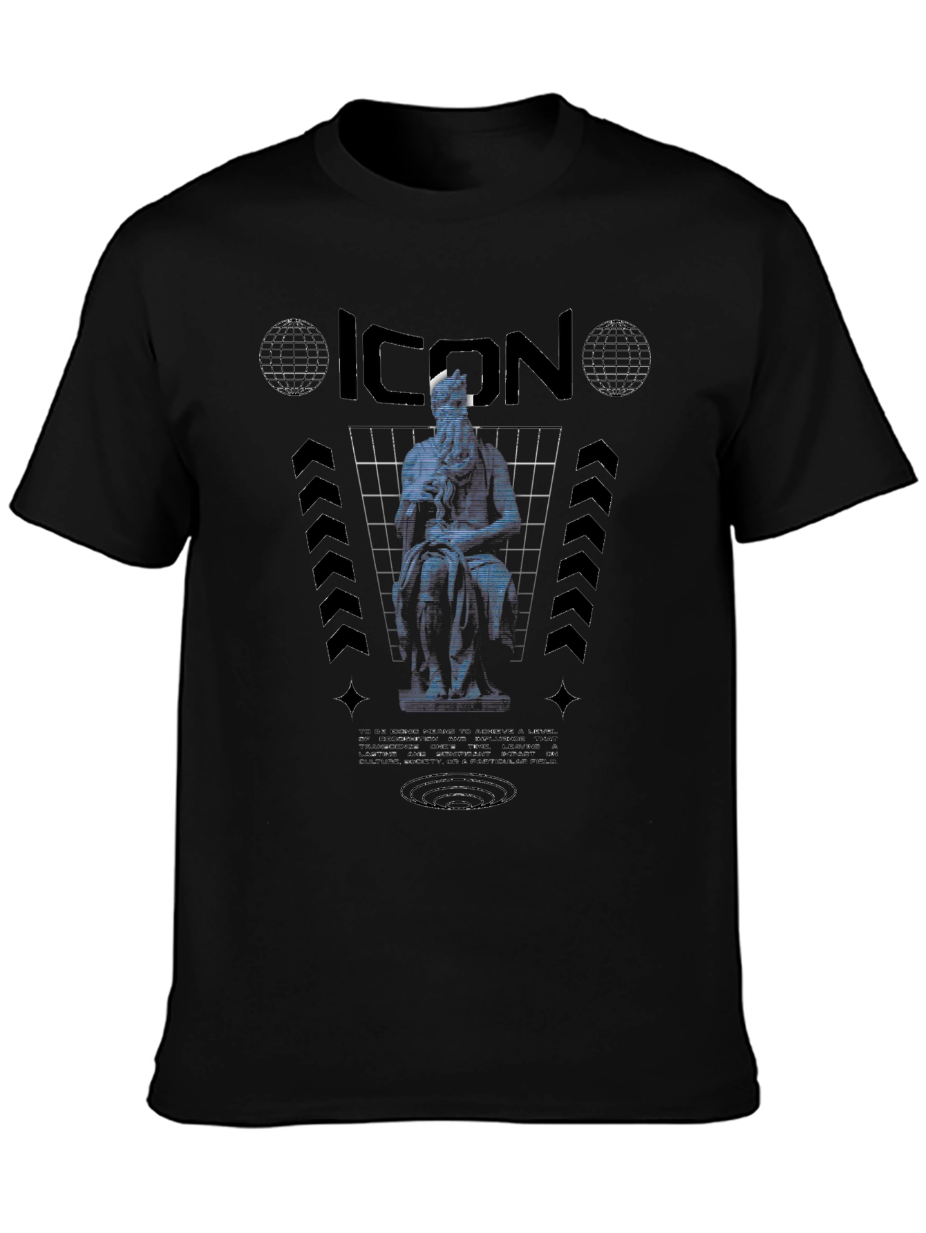 Icon Statue Graphic Print Black T-Shirt