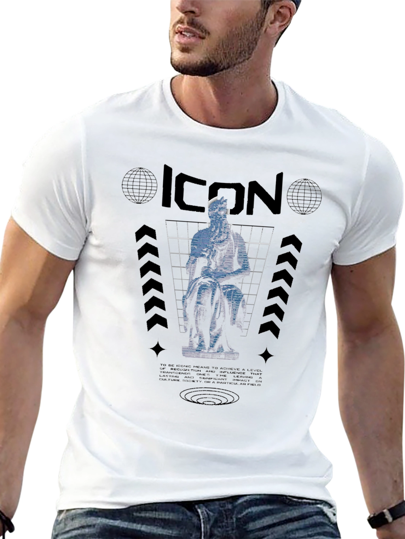 Icon Statue Graphic Print Black T-Shirt