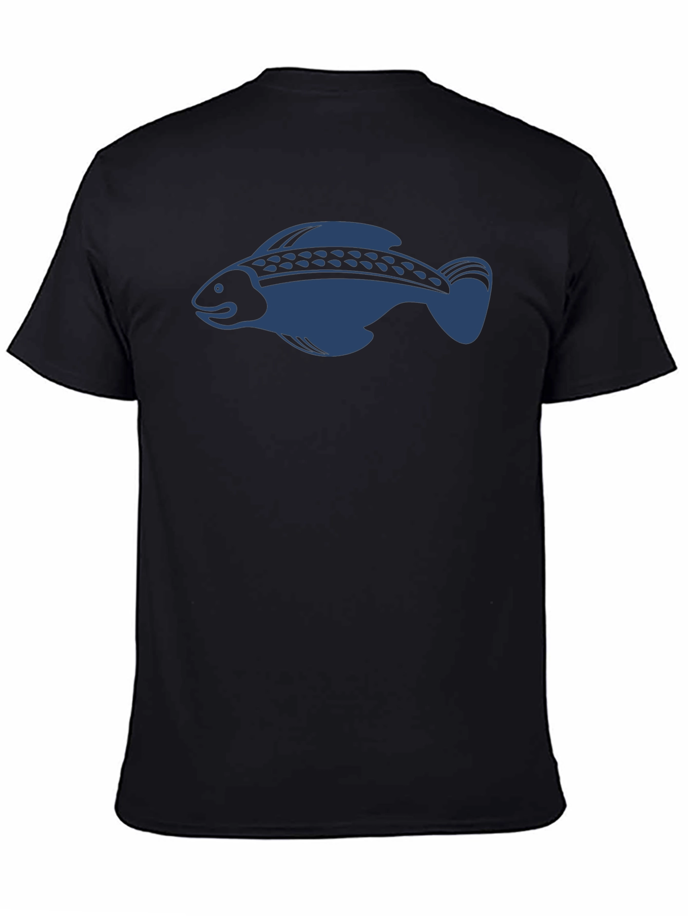 Mens Black T-Shirt with Fish Design