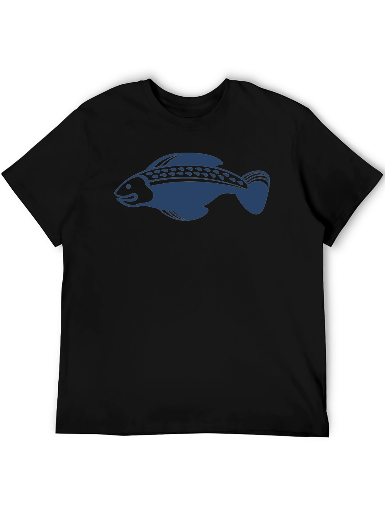 Mens Black T-Shirt with Fish Design