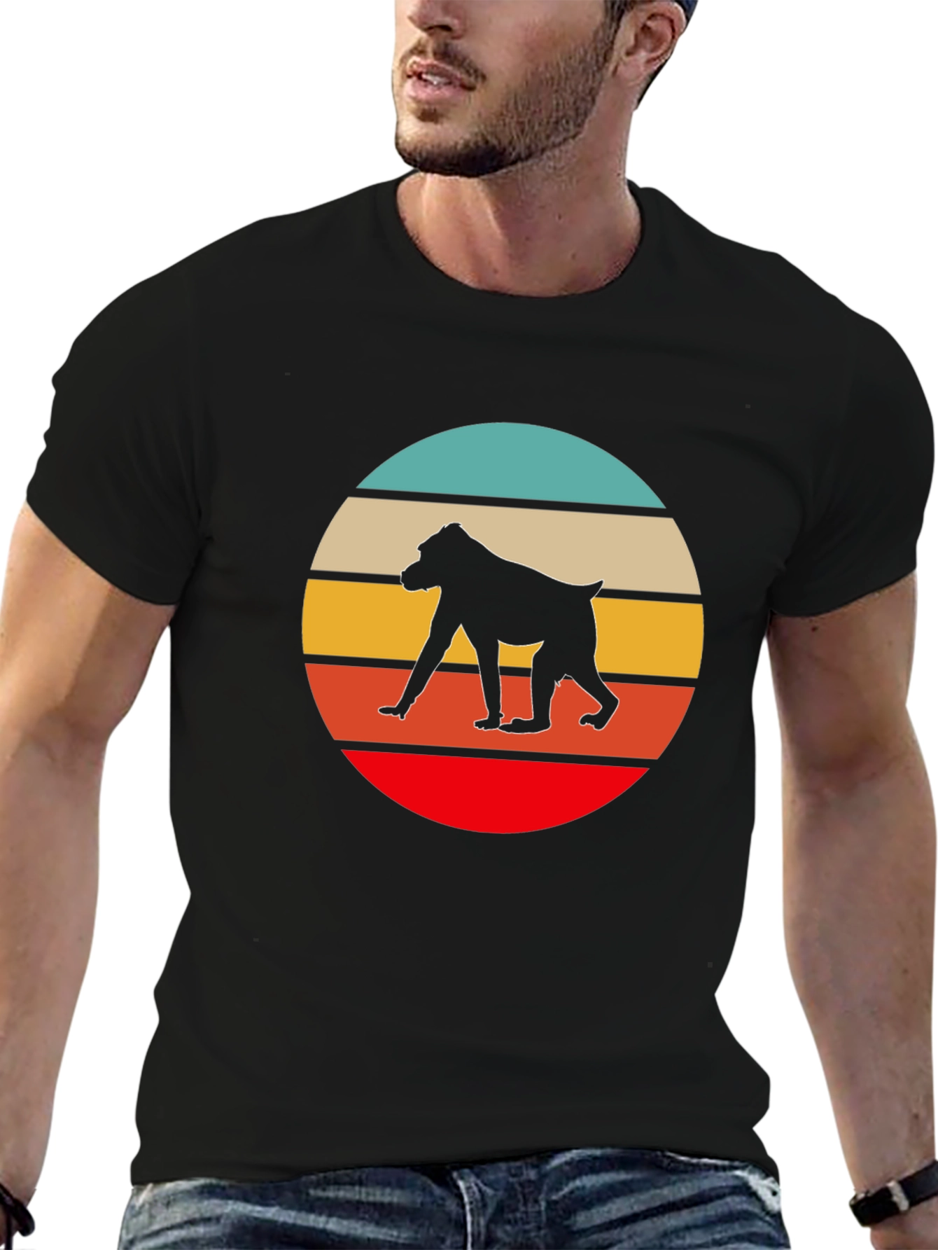 Retro Baboon Sunset T-Shirt - Unique Graphic Tee