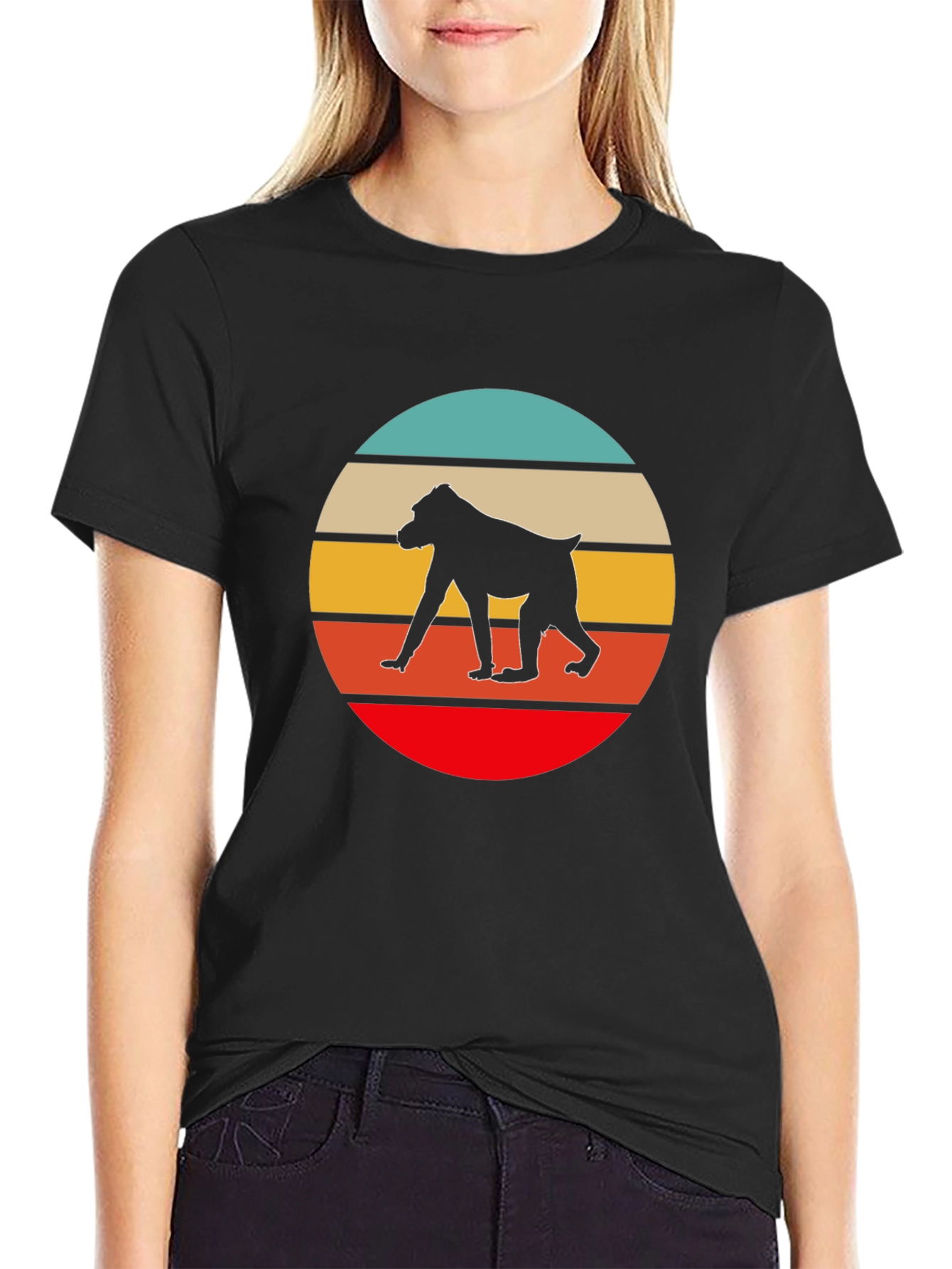 Retro Baboon Sunset T-Shirt - Unique Graphic Tee
