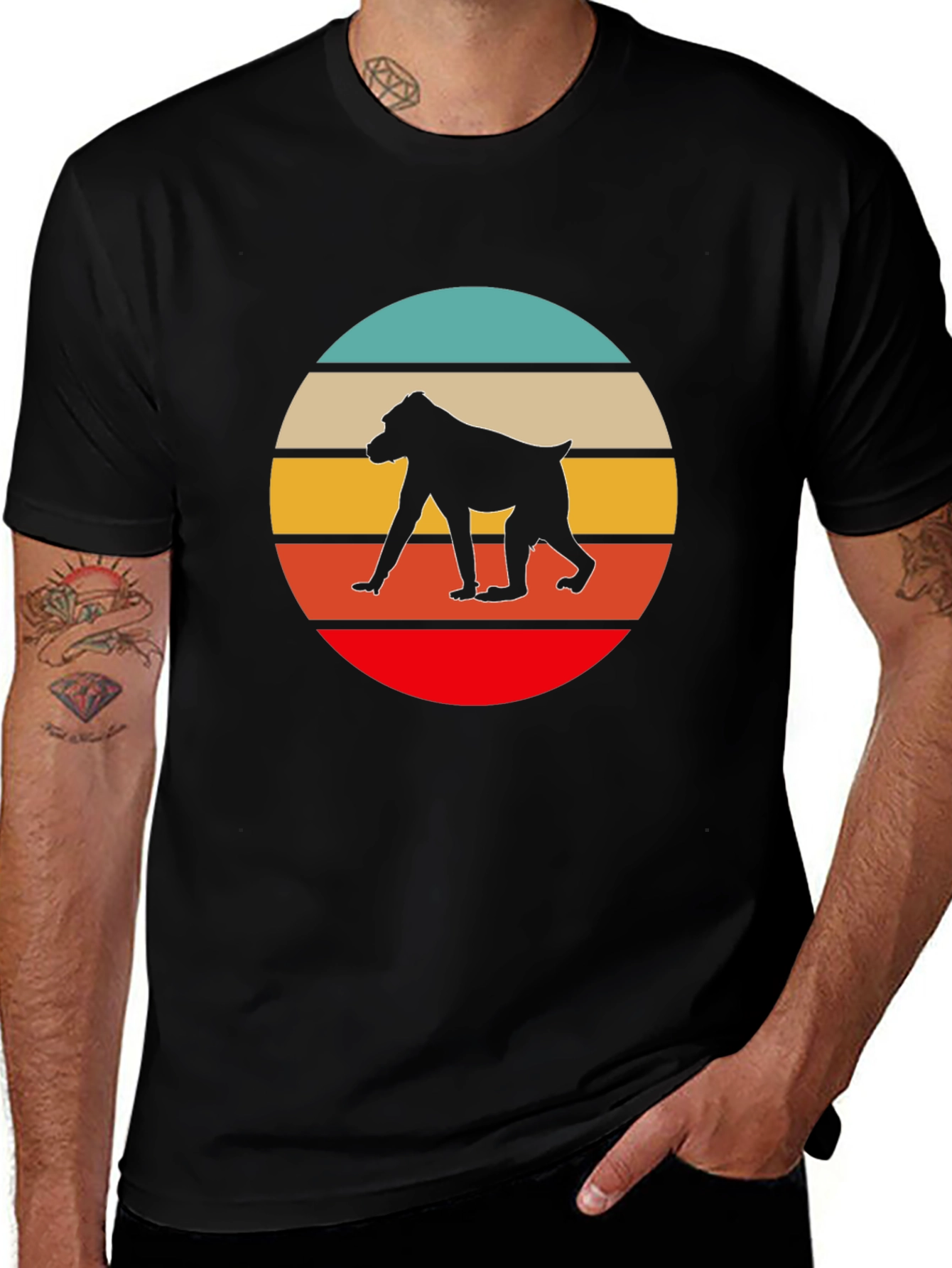 Retro Baboon Sunset T-Shirt - Unique Graphic Tee