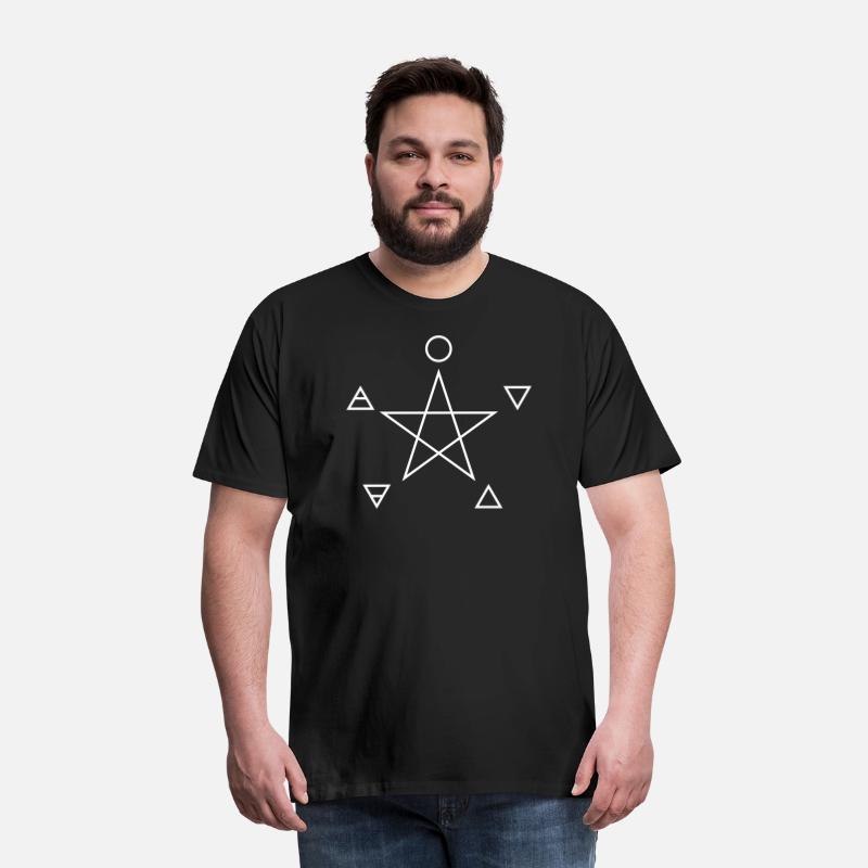 Pentagram with elements, spirit, magic symbols,