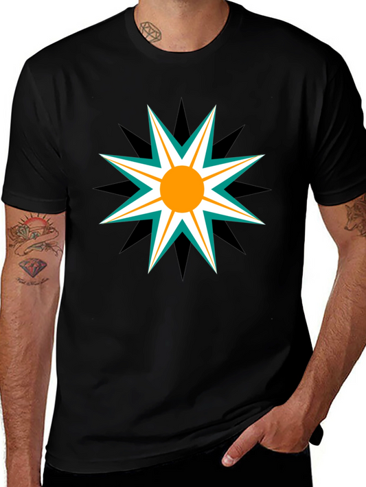 Black Tee with Colorful Star Design
