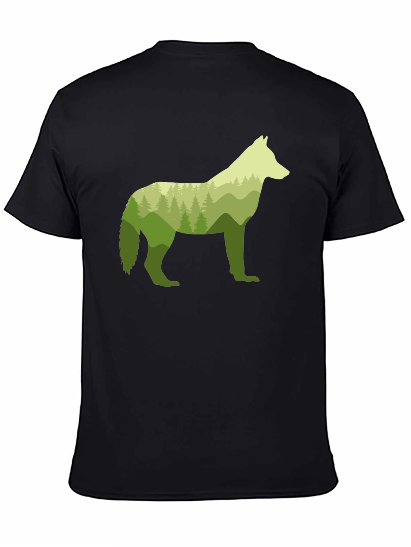 Nature Wolf Graphic Tee - Stylish Mens Black T-Shirt