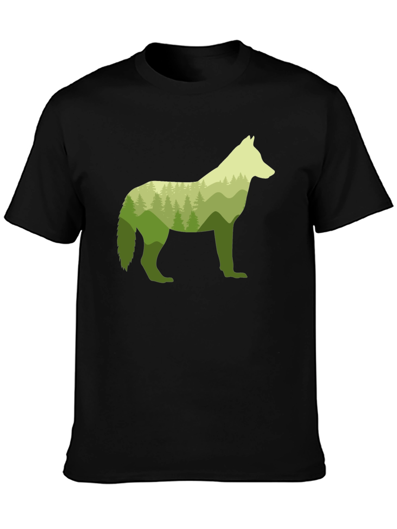 Nature Wolf Graphic Tee - Stylish Mens Black T-Shirt