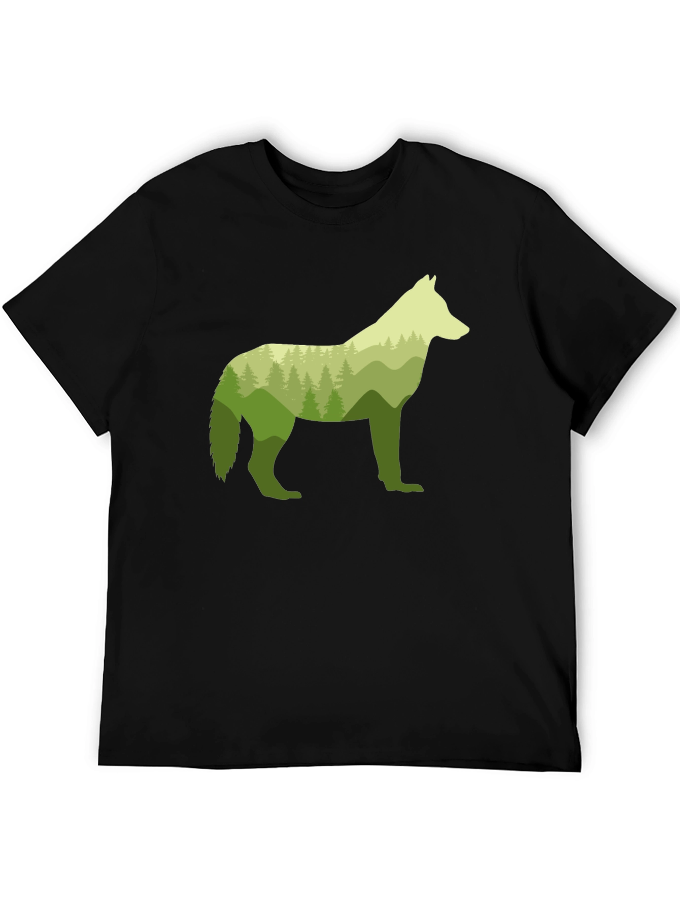 Nature Wolf Graphic Tee - Stylish Mens Black T-Shirt