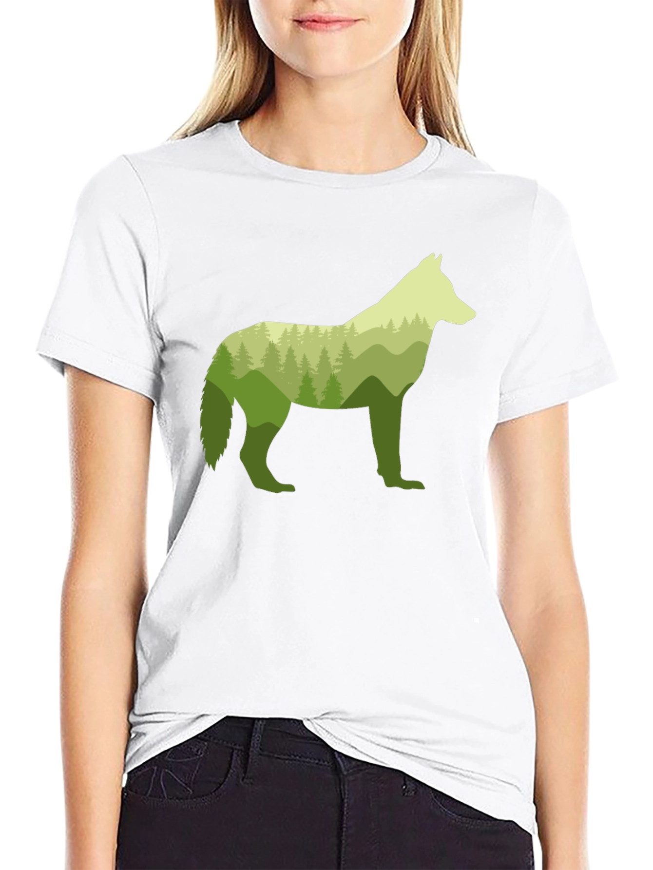 Nature Wolf Graphic Tee - Stylish Mens Black T-Shirt