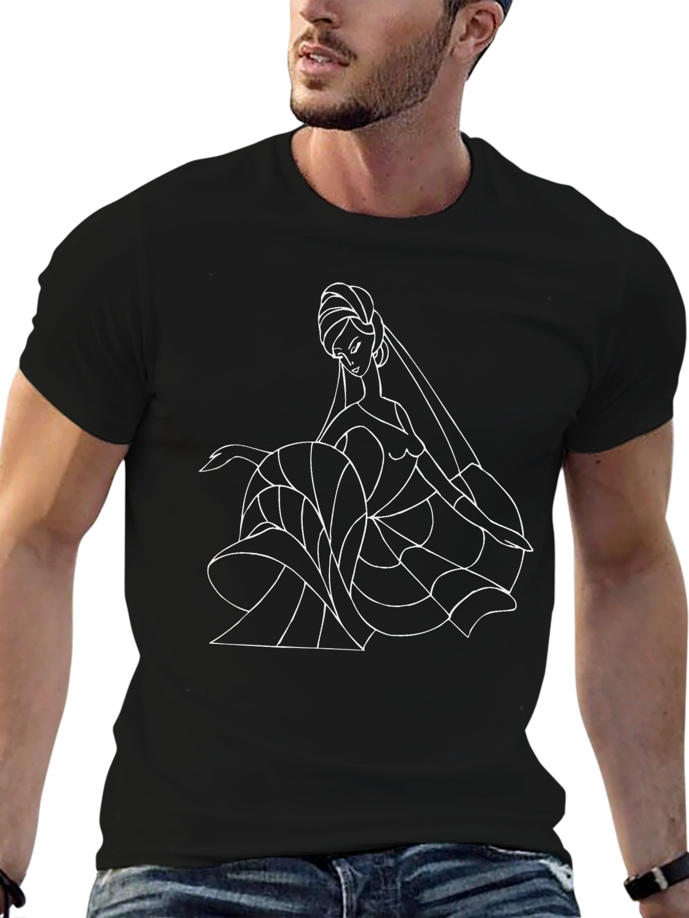 Abstract Woman Graphic Tee - Black