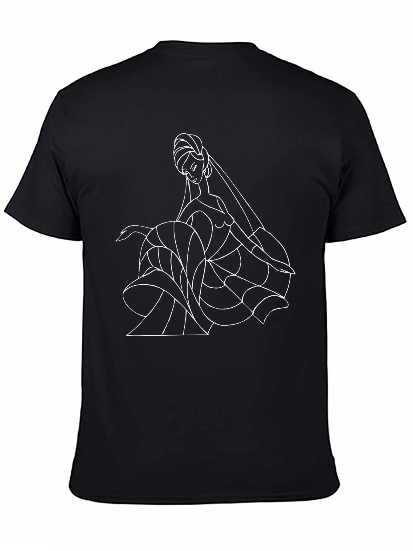 Abstract Woman Graphic Tee - Black