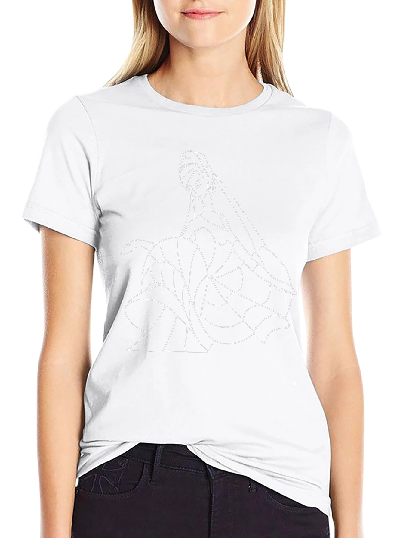 Abstract Woman Graphic Tee - Black