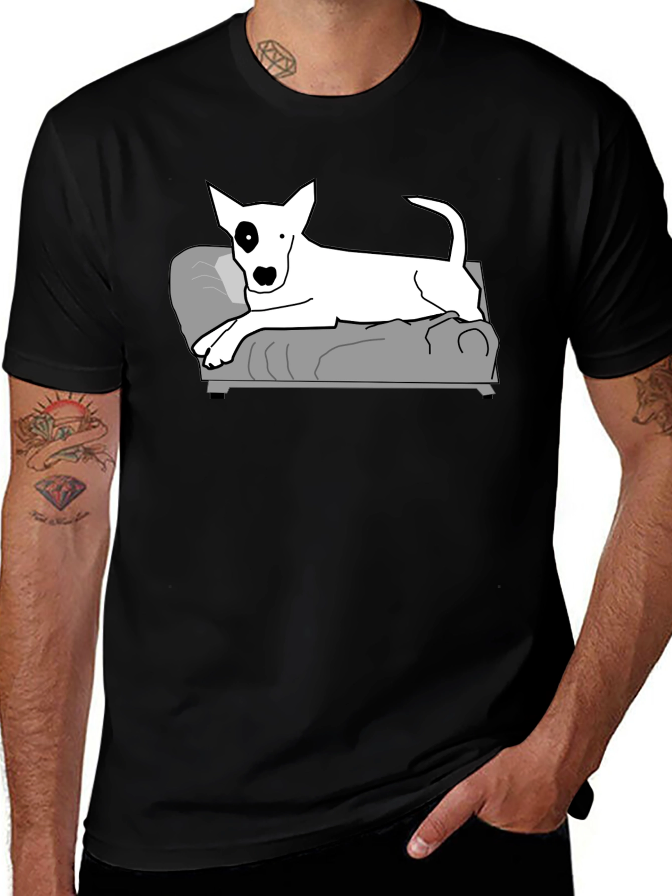 Cool Bull Terrier Dog Black T-Shirt