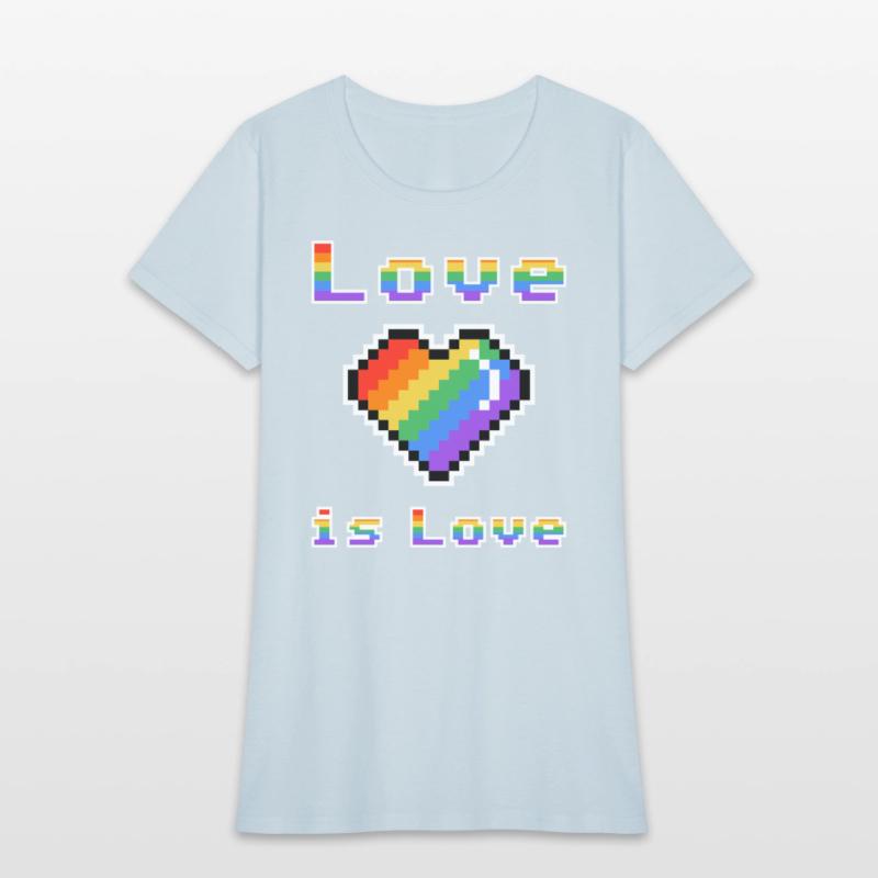 Pixel heart Love is Love rainbow colored