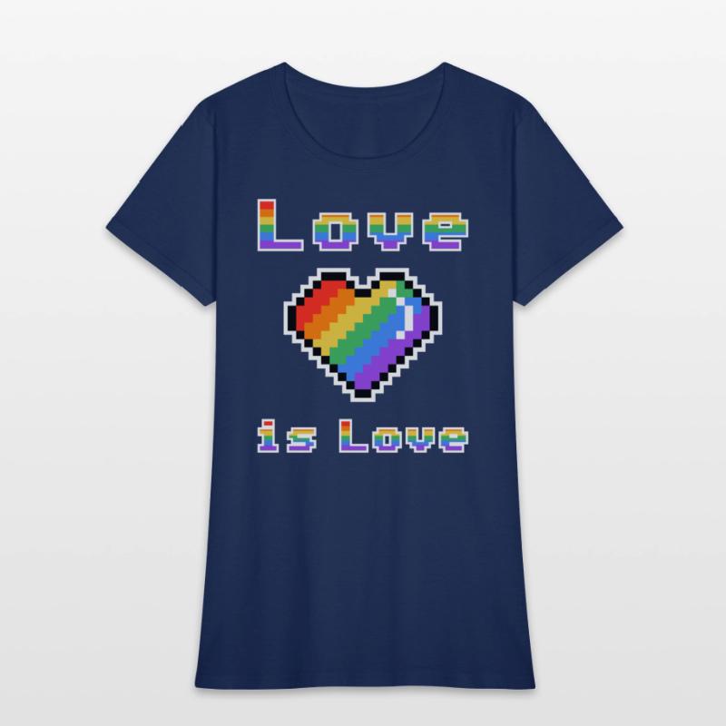 Pixel heart Love is Love rainbow colored