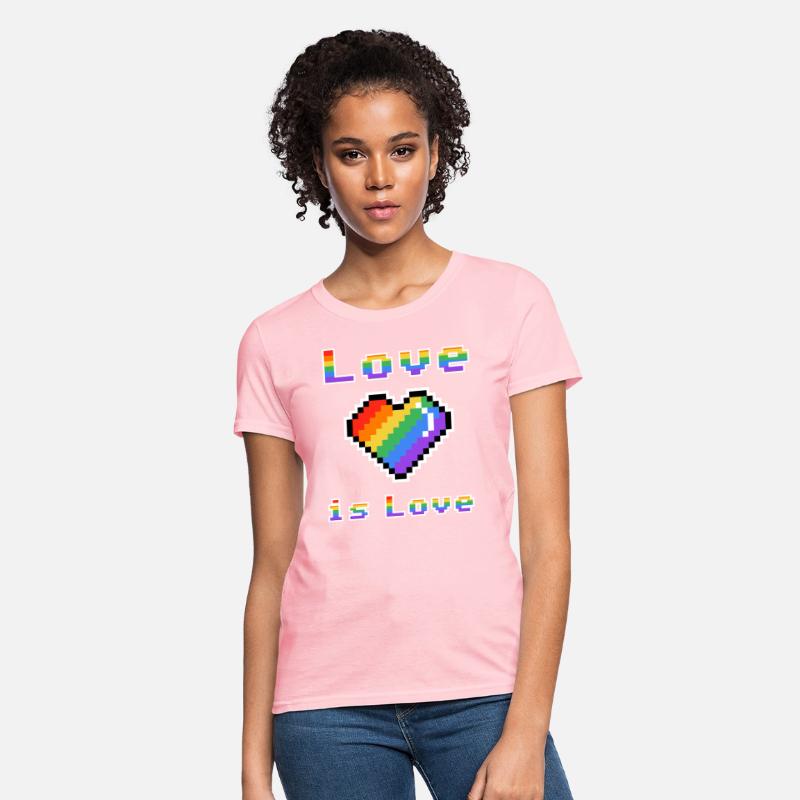 Pixel heart Love is Love rainbow colored