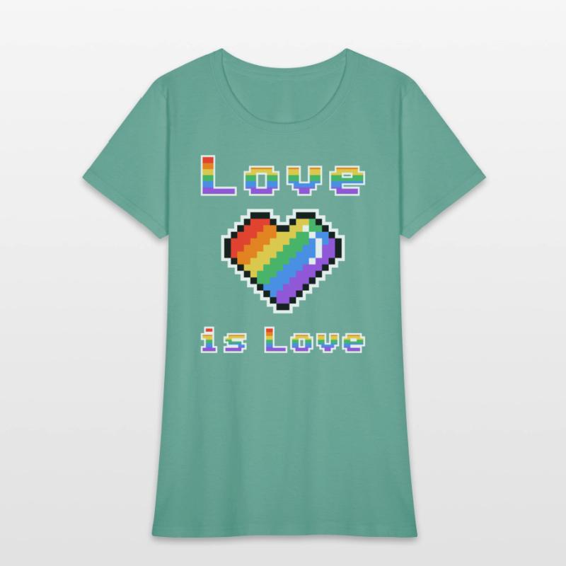 Pixel heart Love is Love rainbow colored