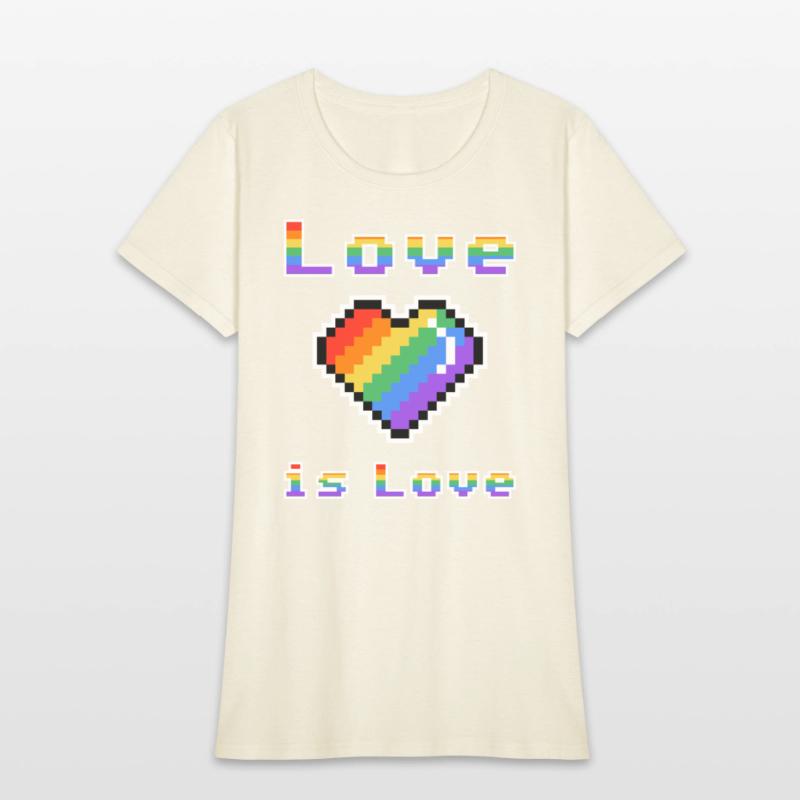 Pixel heart Love is Love rainbow colored