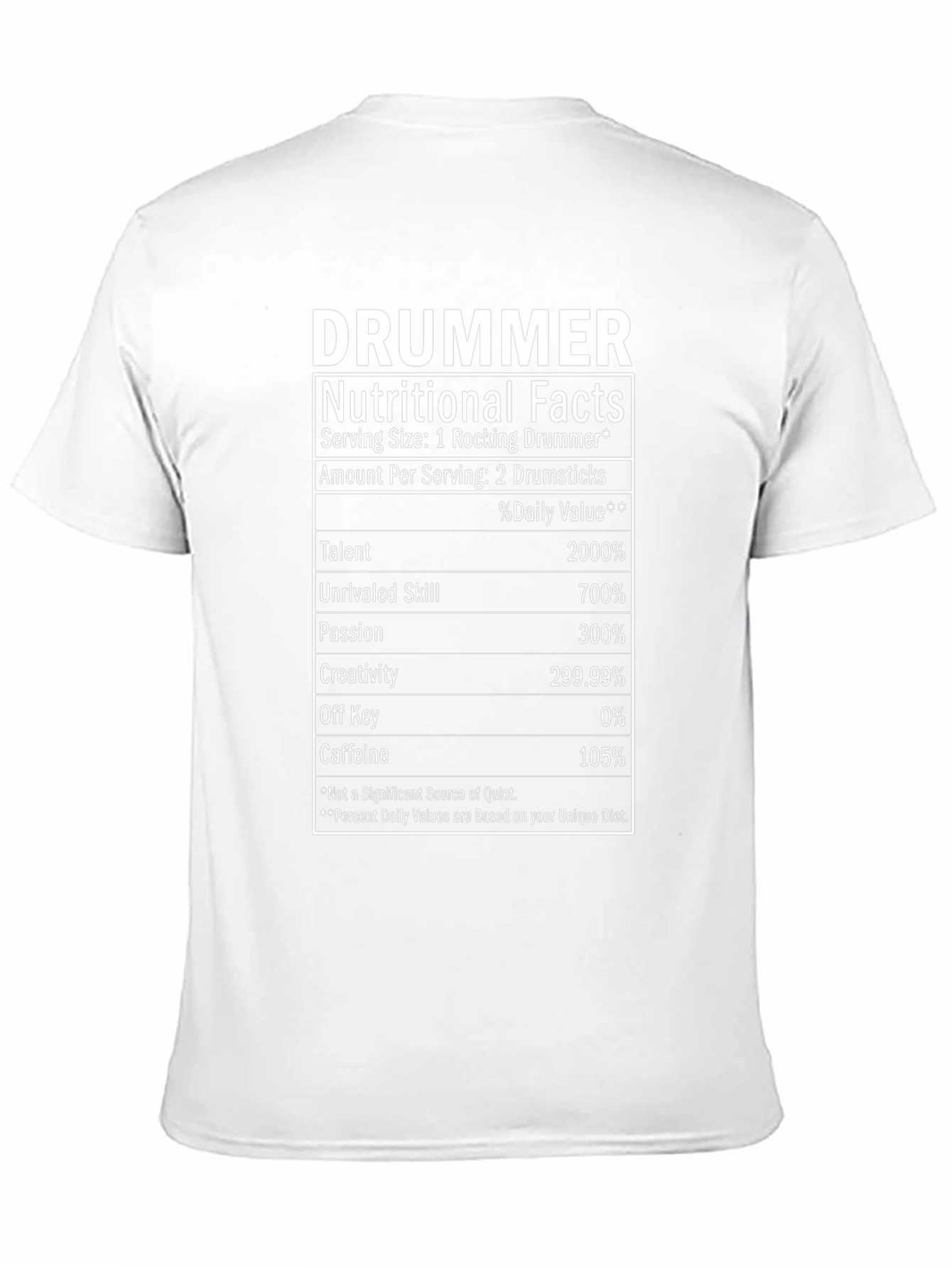 Funny Drummer Nutritional Facts T-Shirt
