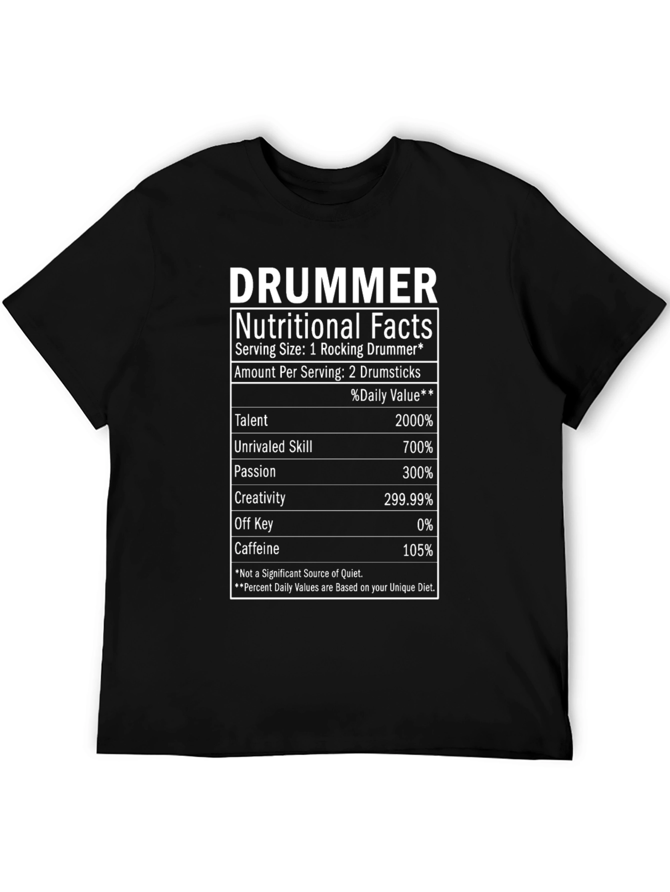 Funny Drummer Nutritional Facts T-Shirt