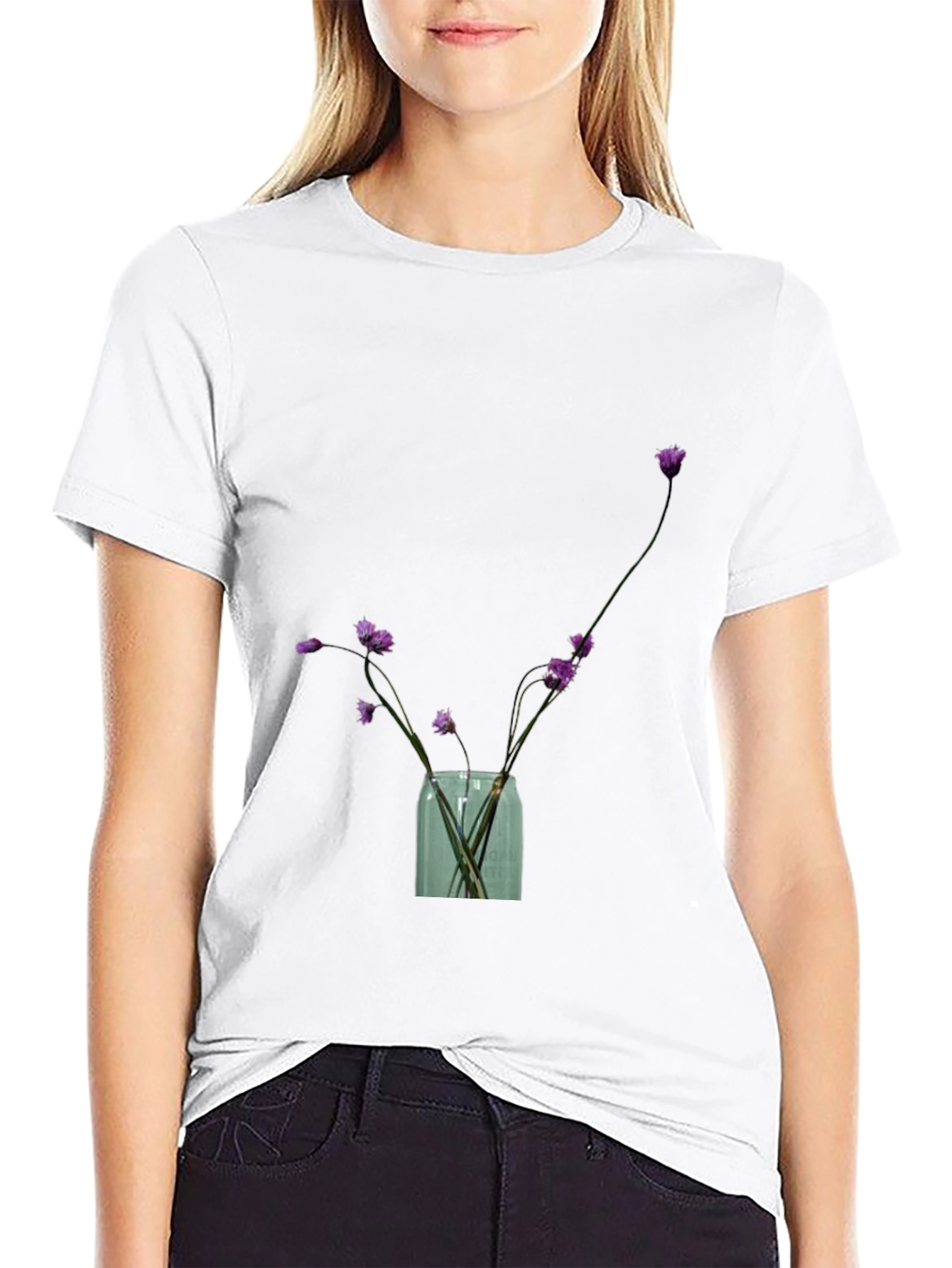 Floral Vase Graphic Tee - Stylish Casual Wear