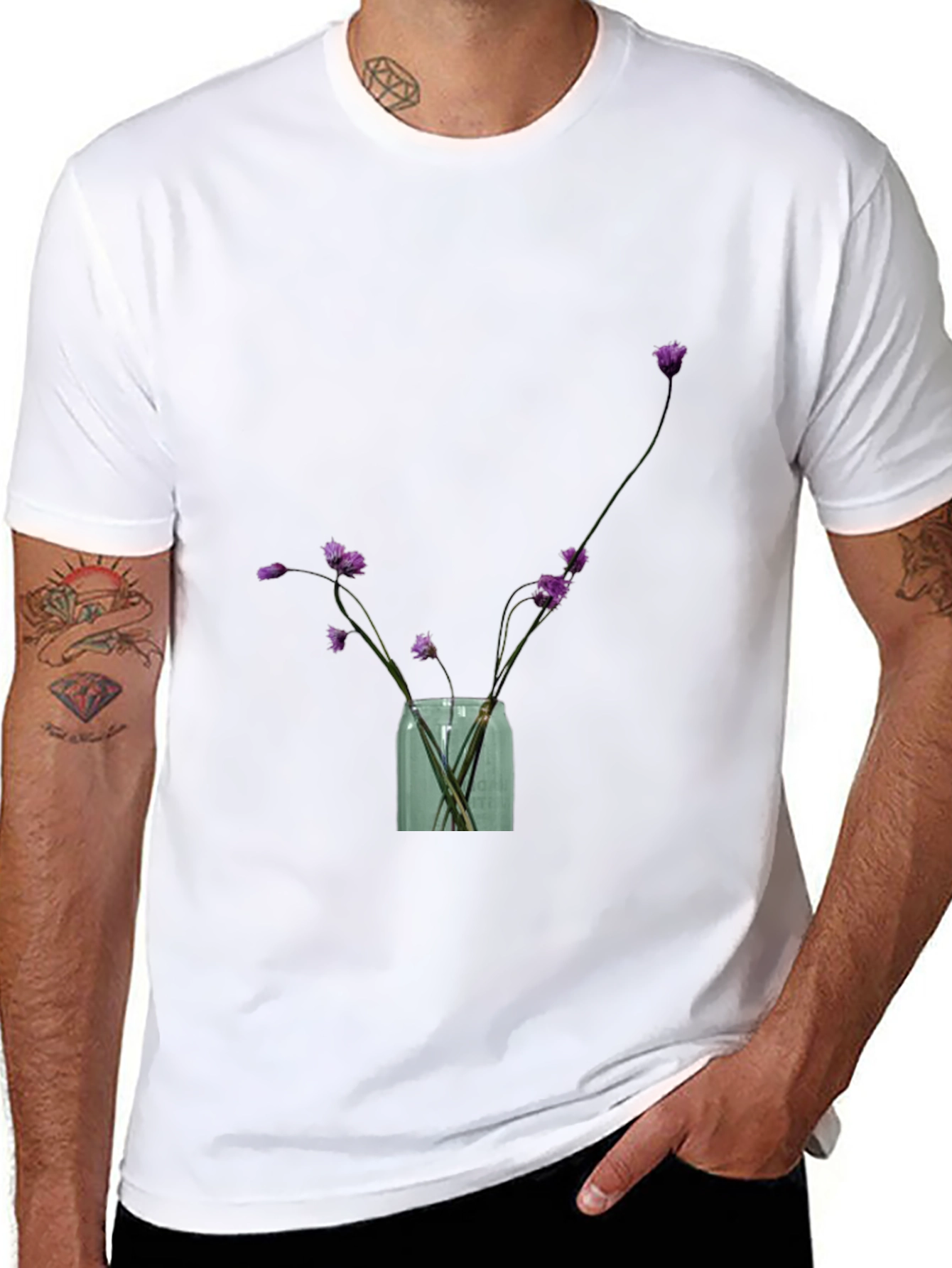 Floral Vase Graphic Tee - Stylish Casual Wear