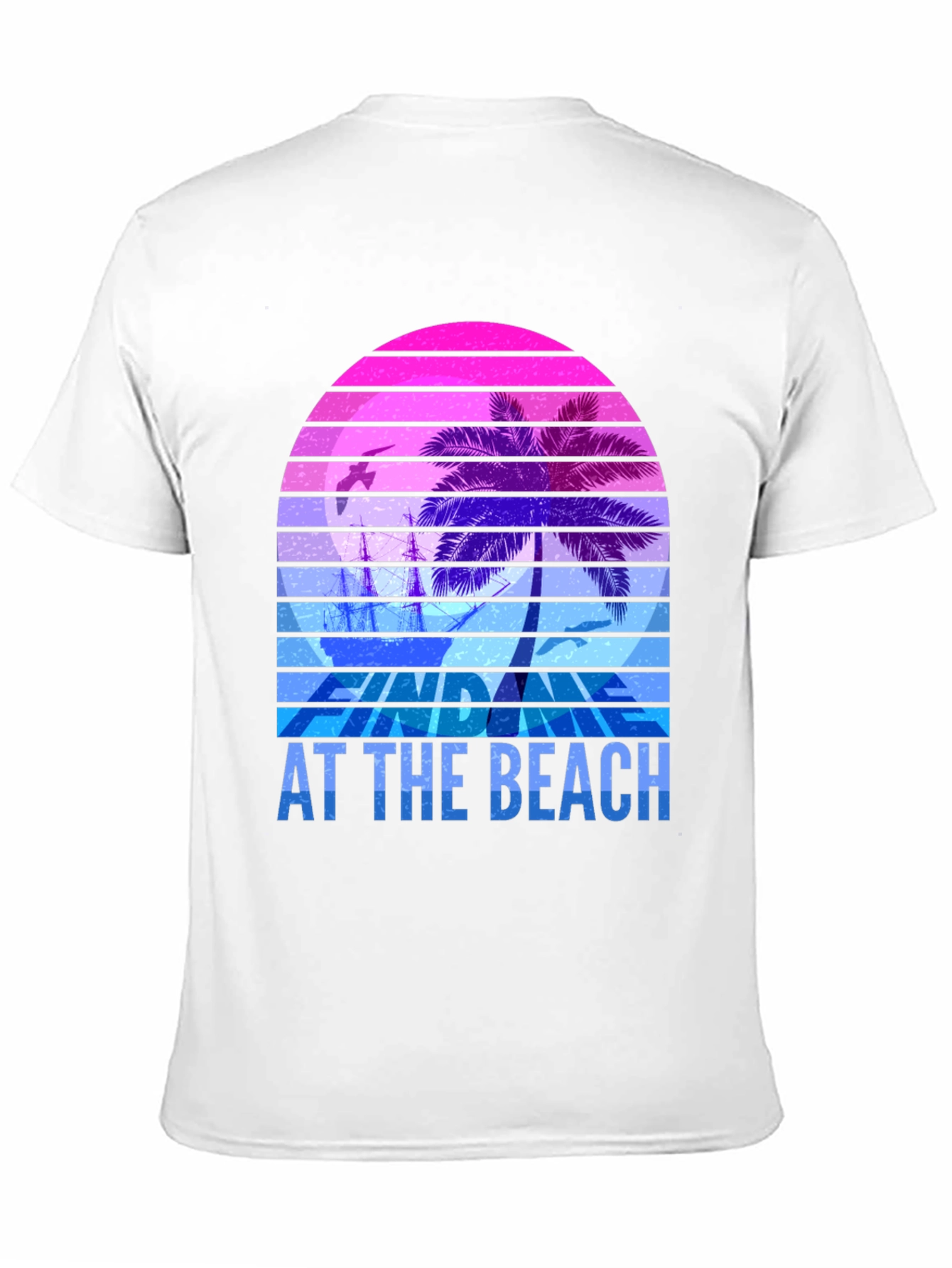 Retro Sunset Palm T-Shirt - Relax At The Beach