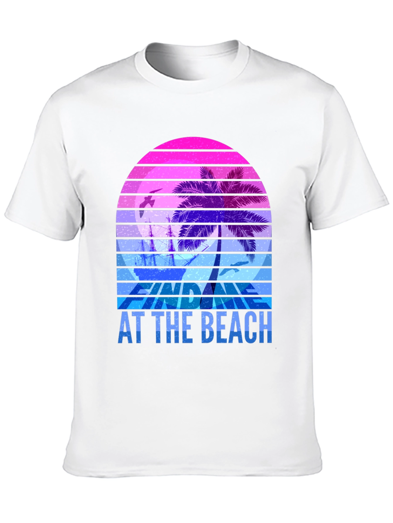 Retro Sunset Palm T-Shirt - Relax At The Beach