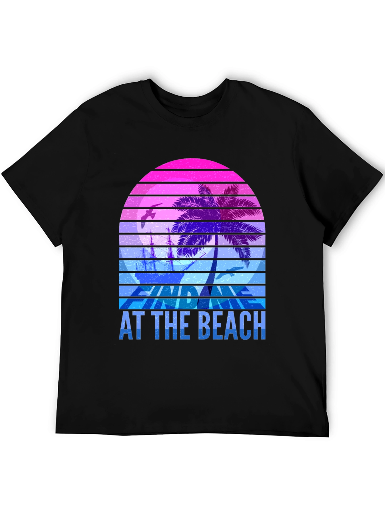 Retro Sunset Palm T-Shirt - Relax At The Beach