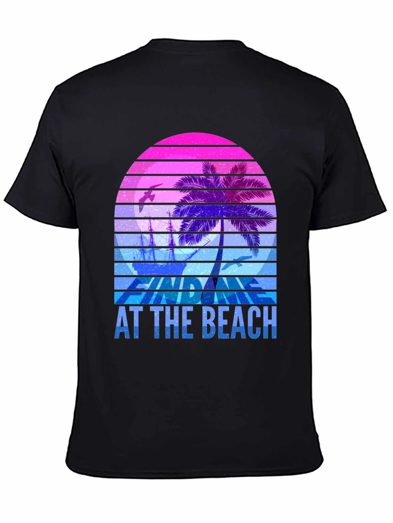 Retro Sunset Palm T-Shirt - Relax At The Beach