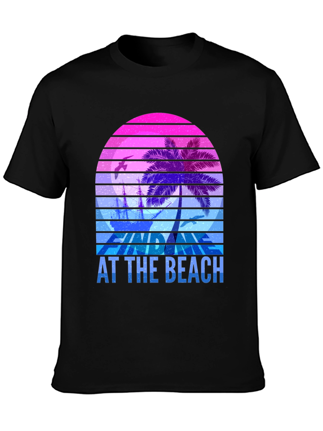 Retro Sunset Palm T-Shirt - Relax At The Beach