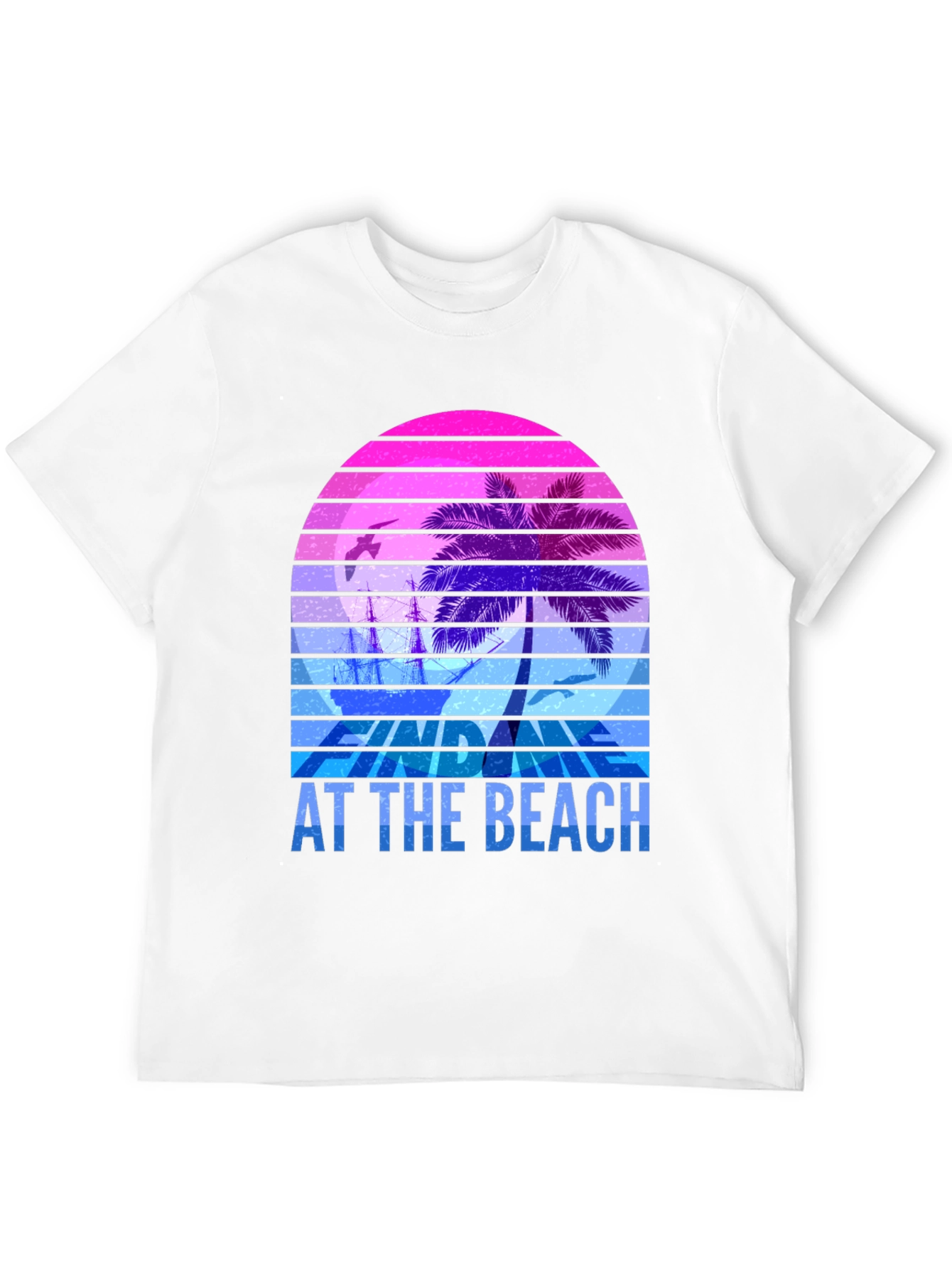 Retro Sunset Palm T-Shirt - Relax At The Beach