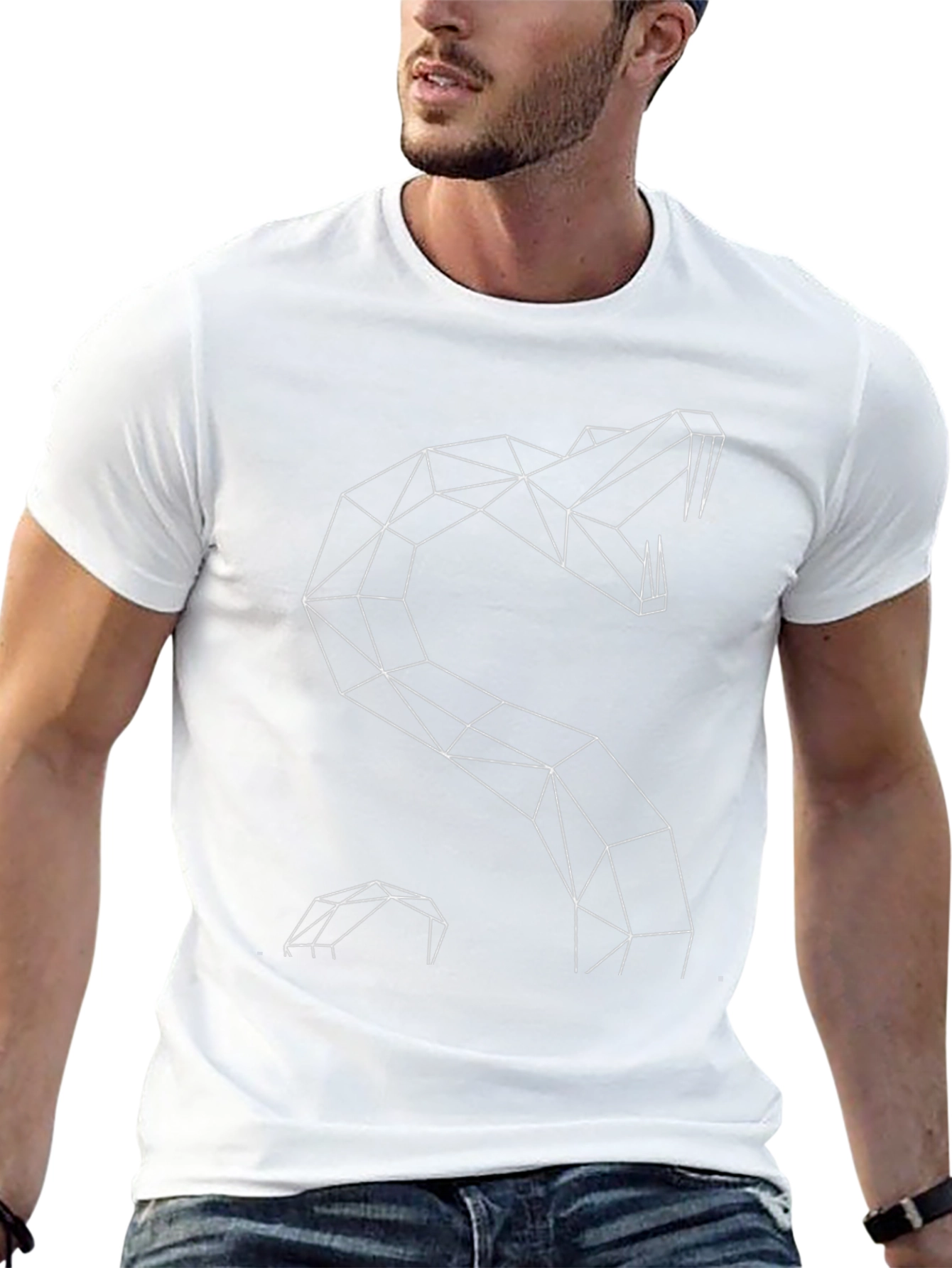 Geometric Snake Graphic Tee - Black T-Shirt