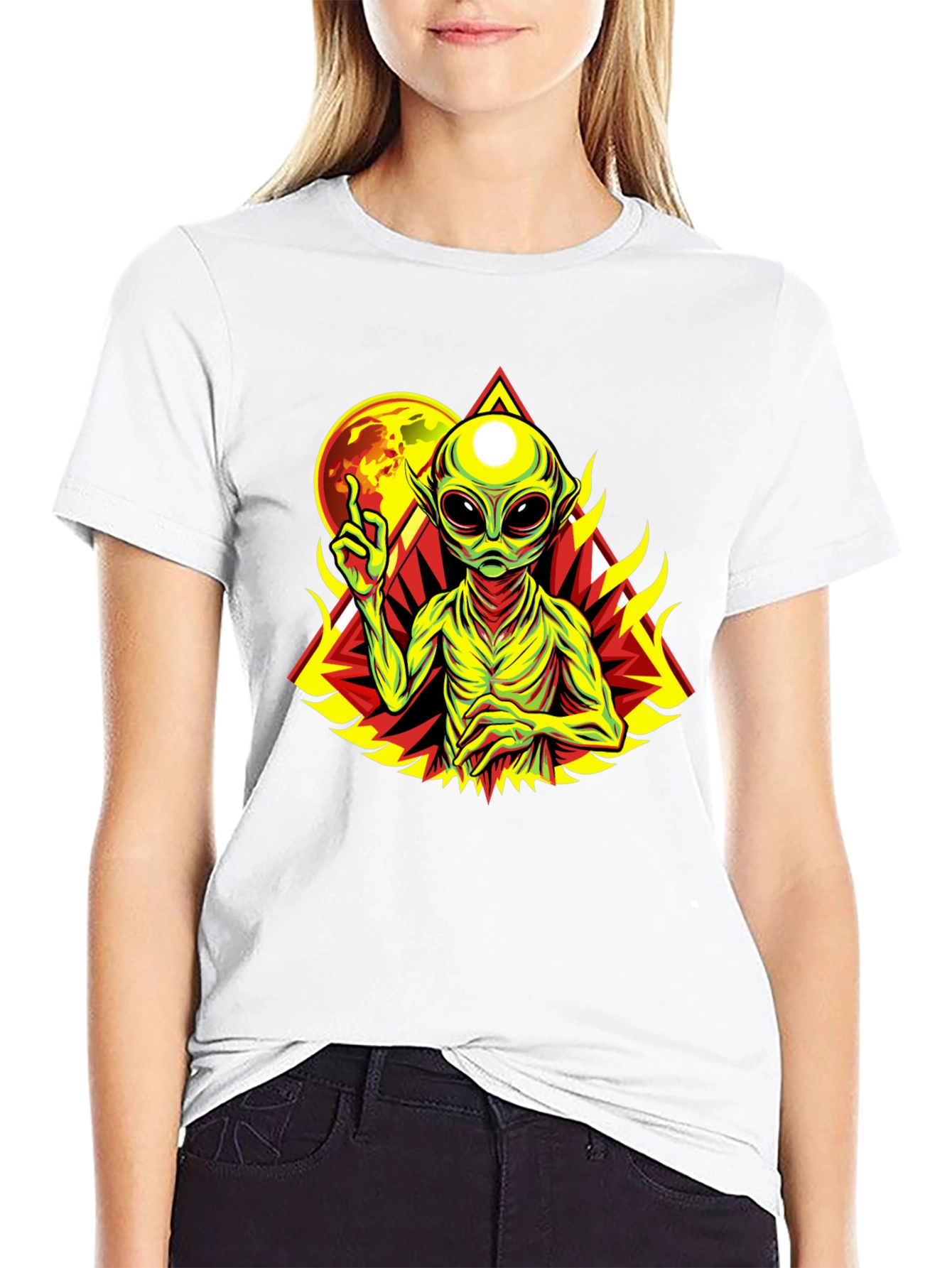 Alien Graphic Print Black T-Shirt