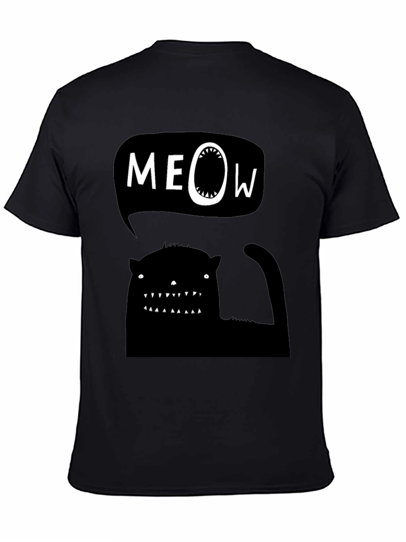 Meow Black Cat Graphic Tee