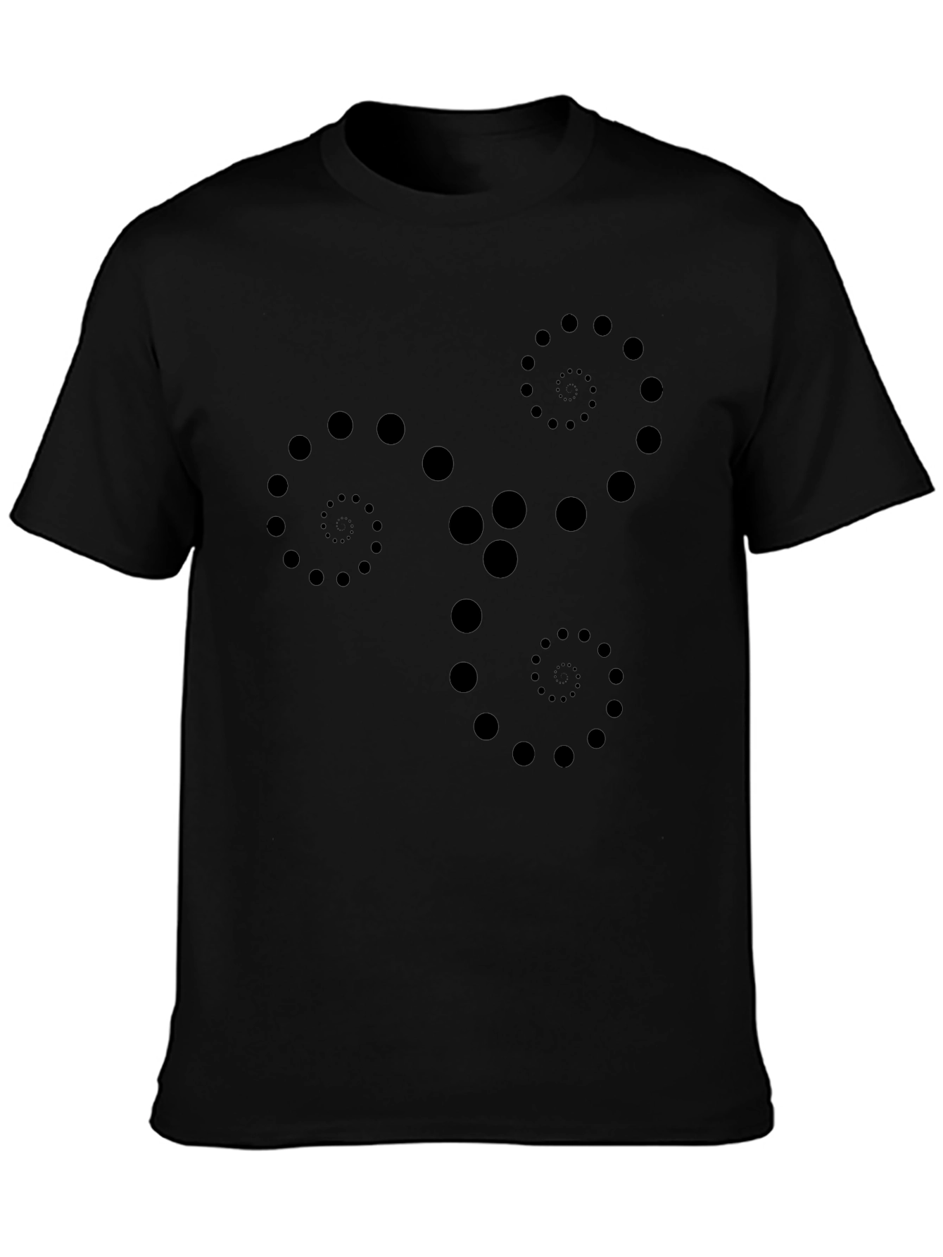 Abstract Dot Spiral Design Black T-Shirt