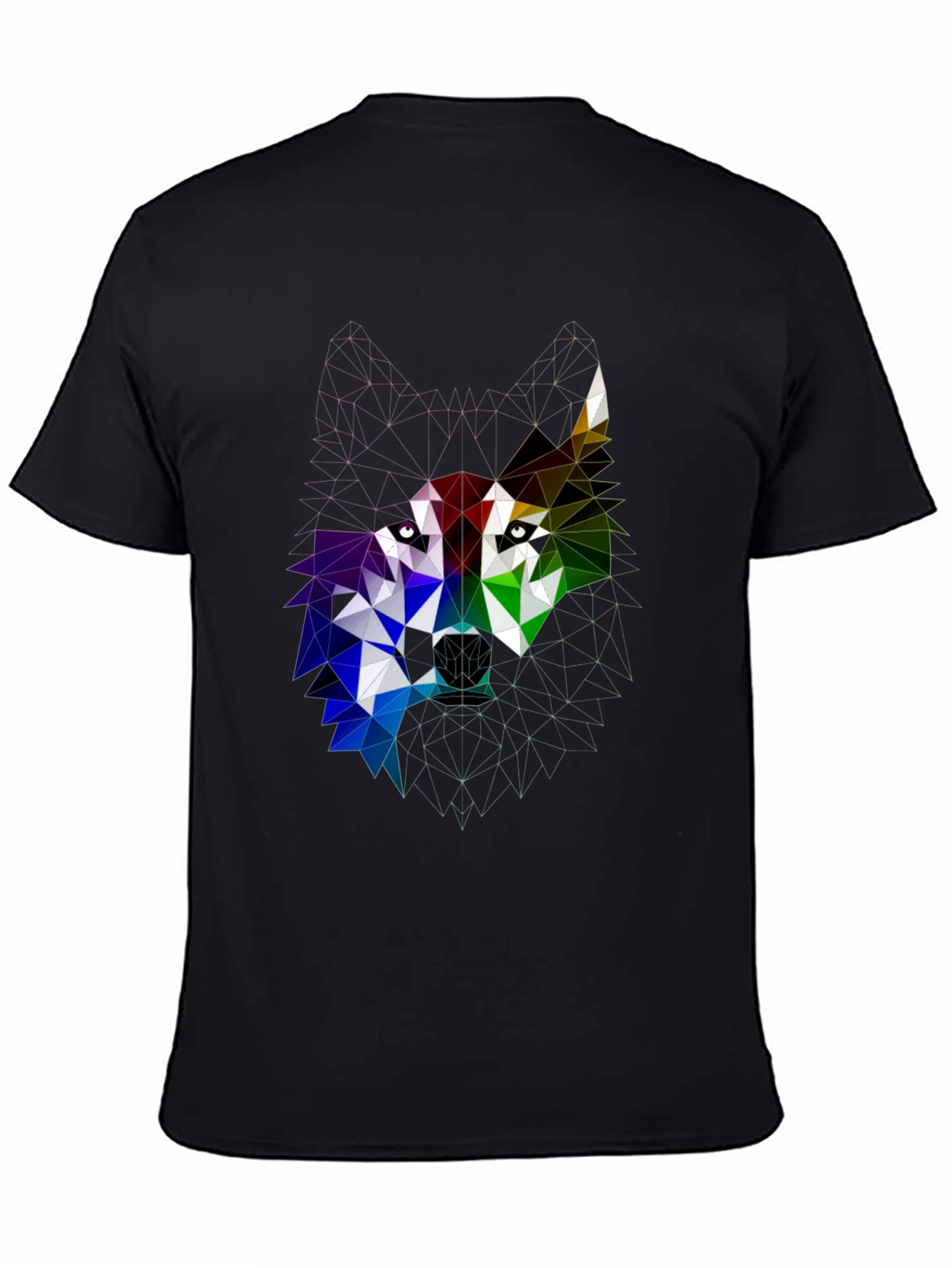 Geometric Wolf Head Graphic Tee - Bold Modern Design