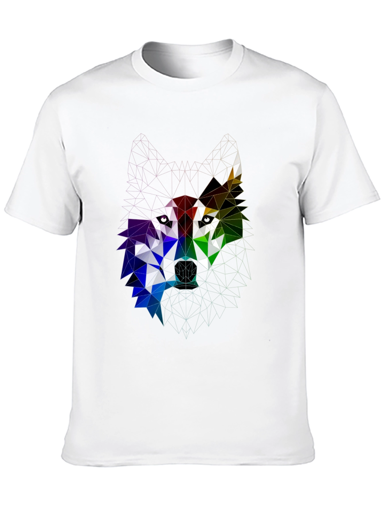 Geometric Wolf Head Graphic Tee - Bold Modern Design