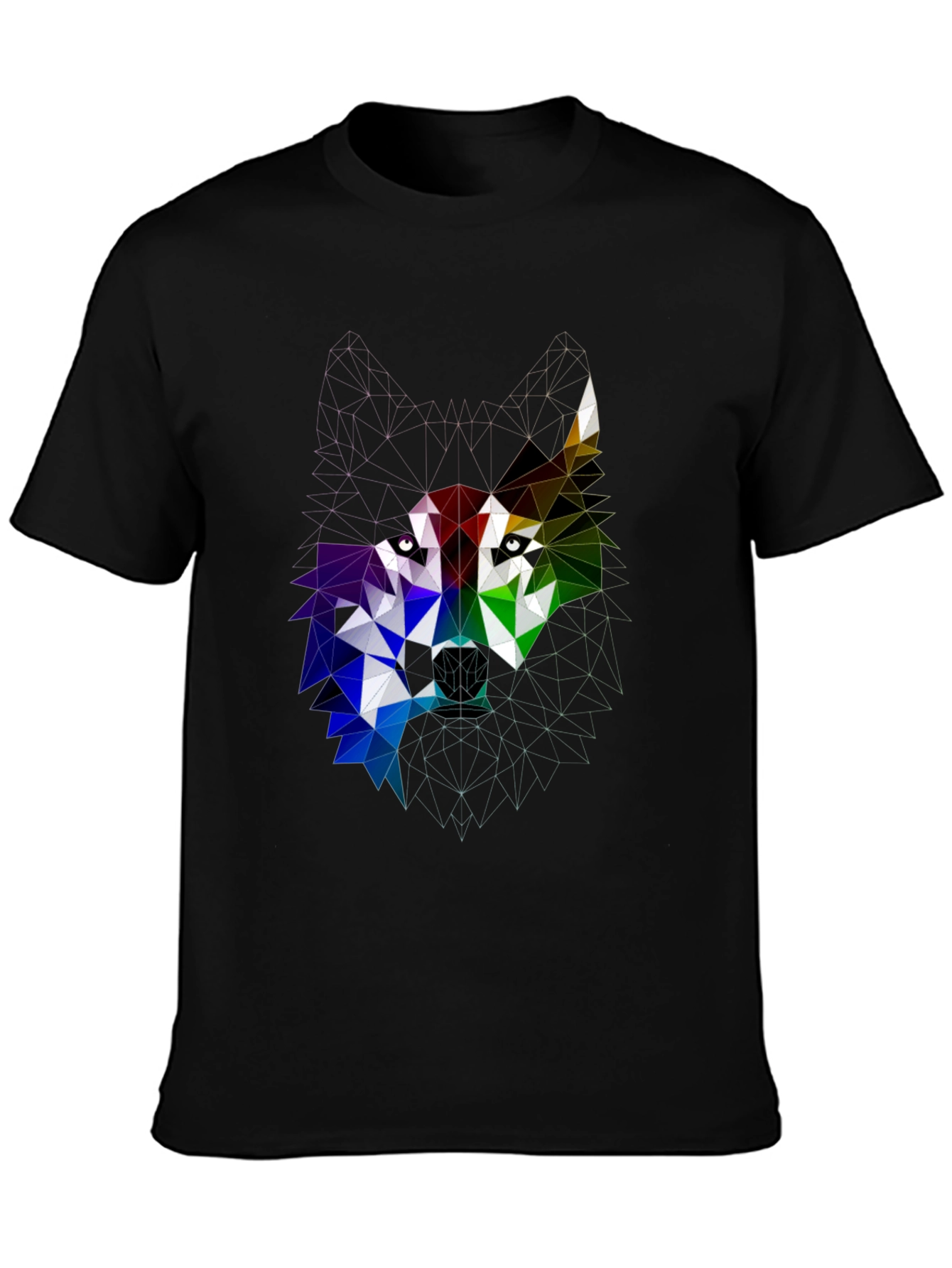 Geometric Wolf Head Graphic Tee - Bold Modern Design
