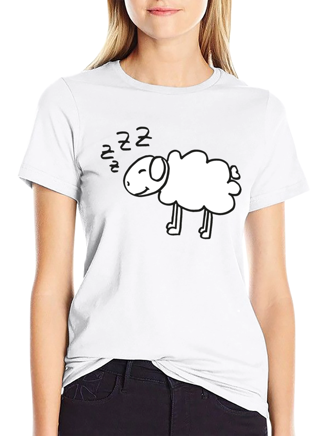 Cute Sheep Cartoon Graphic T-Shirt