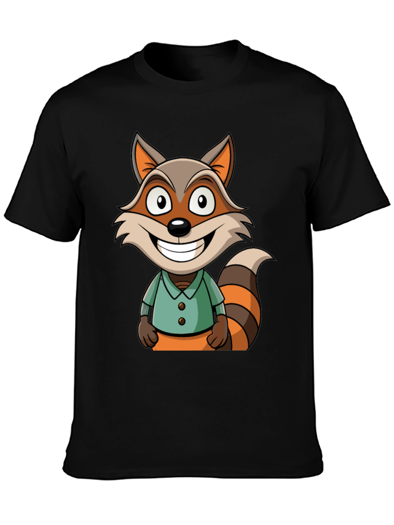 Cartoon Raccoon Graphic Tee - Fun Novelty T-Shirt