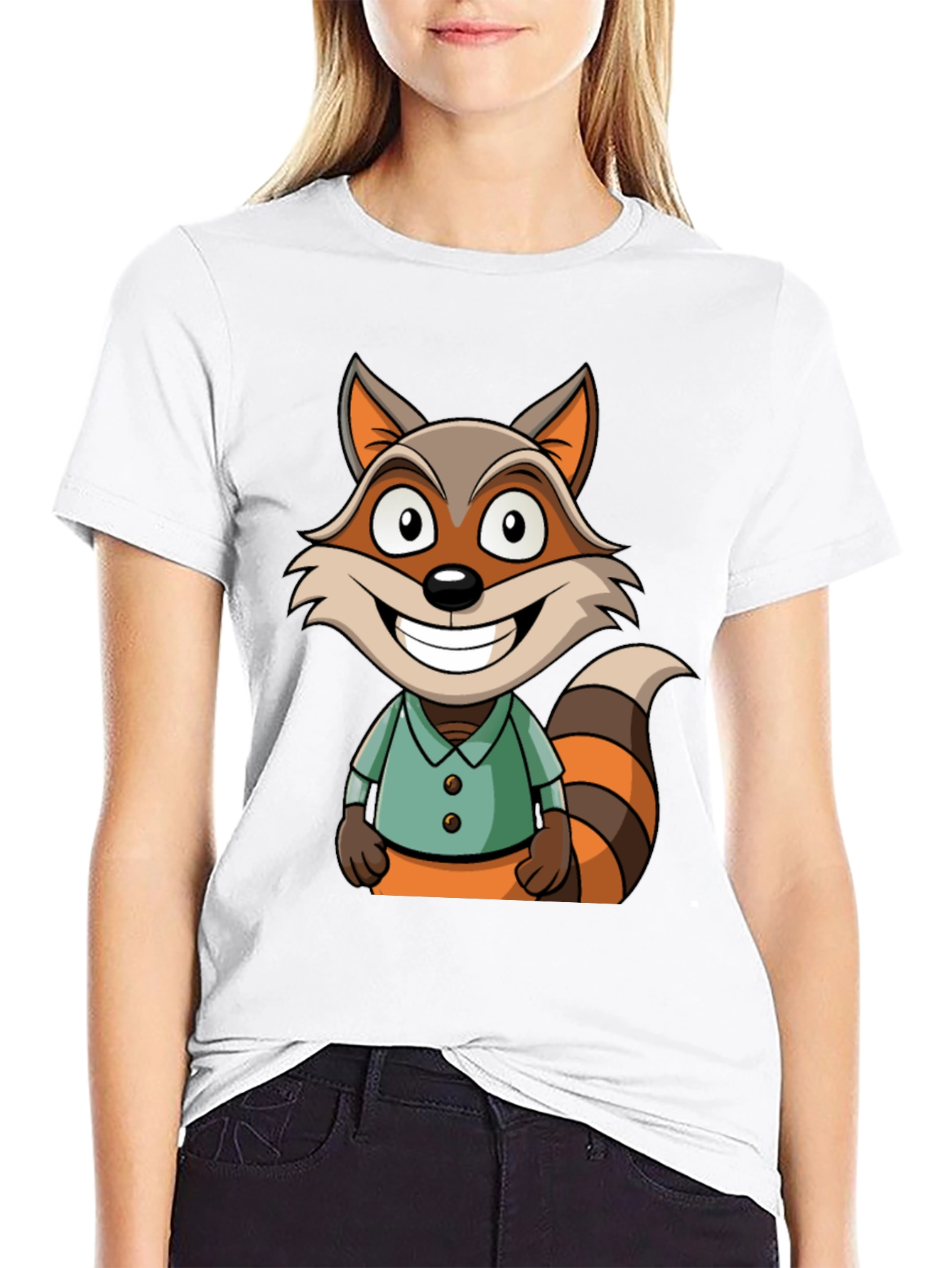 Cartoon Raccoon Graphic Tee - Fun Novelty T-Shirt