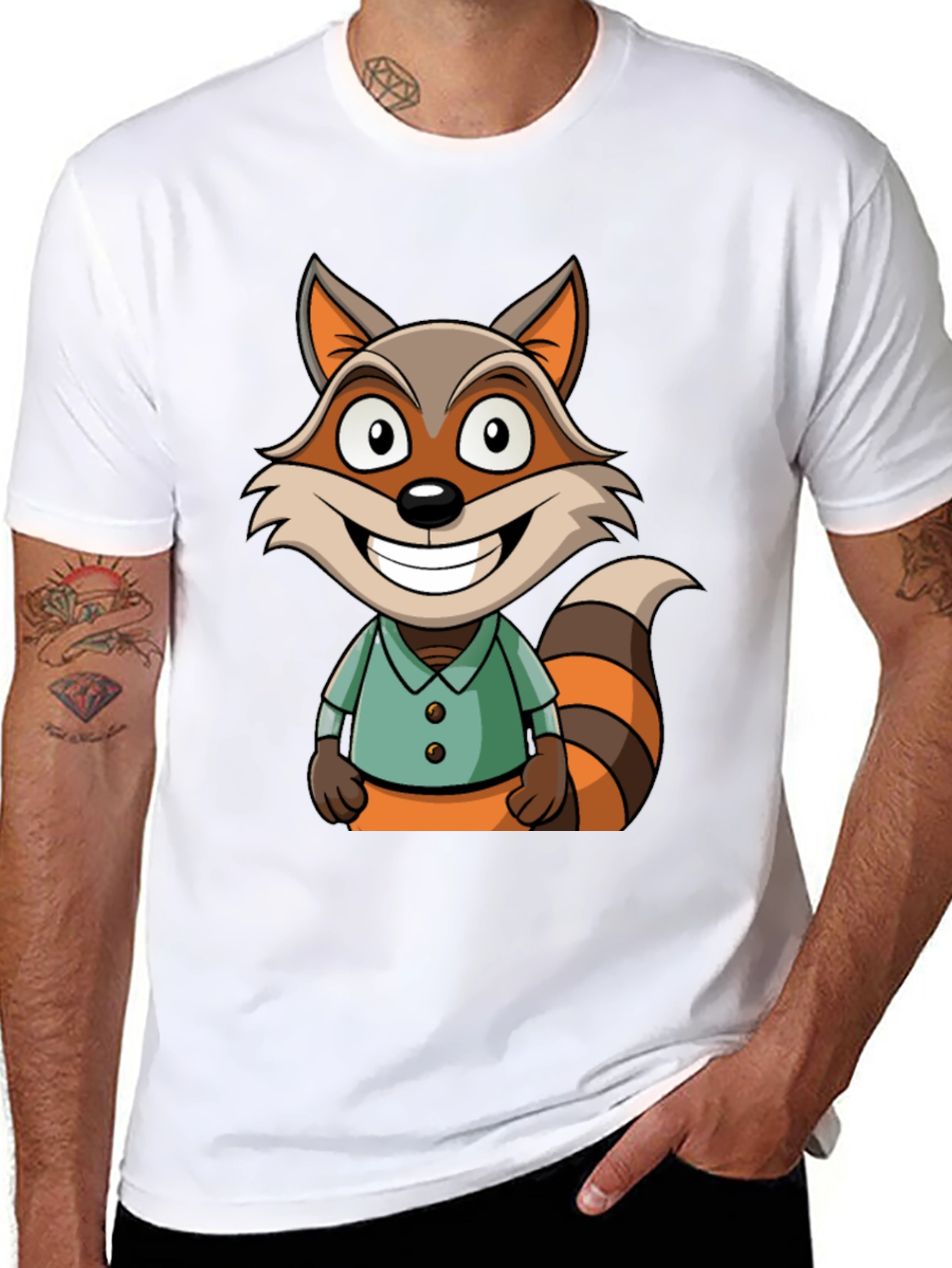 Cartoon Raccoon Graphic Tee - Fun Novelty T-Shirt