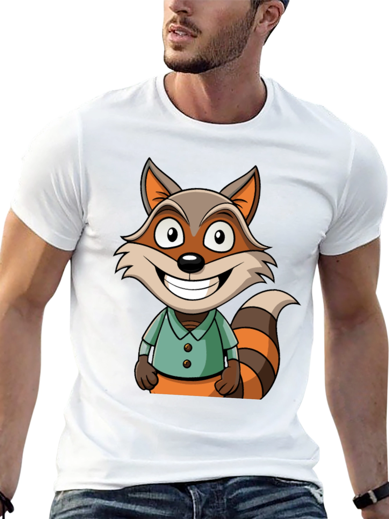 Cartoon Raccoon Graphic Tee - Fun Novelty T-Shirt